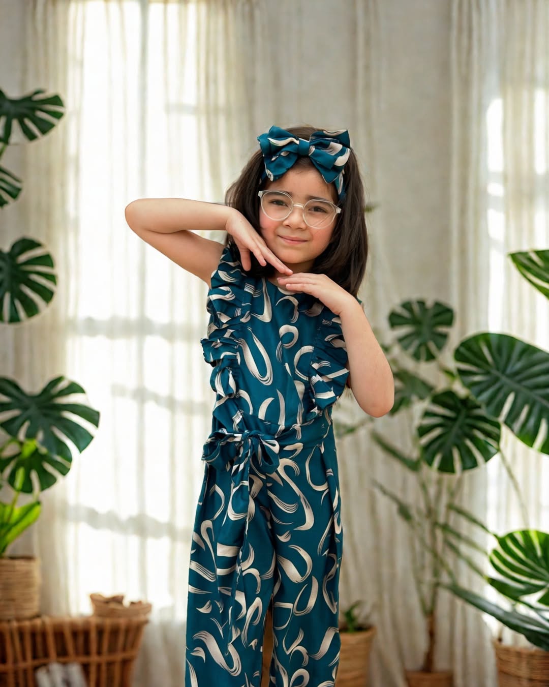 Teal Printed Jumpsuit