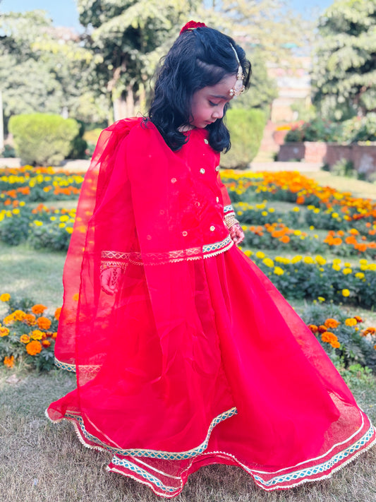 Three piece|Organza Lehnga Shirt Dupatta