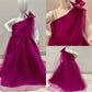 Magenta Net Fabric | Frock| Two-Piece