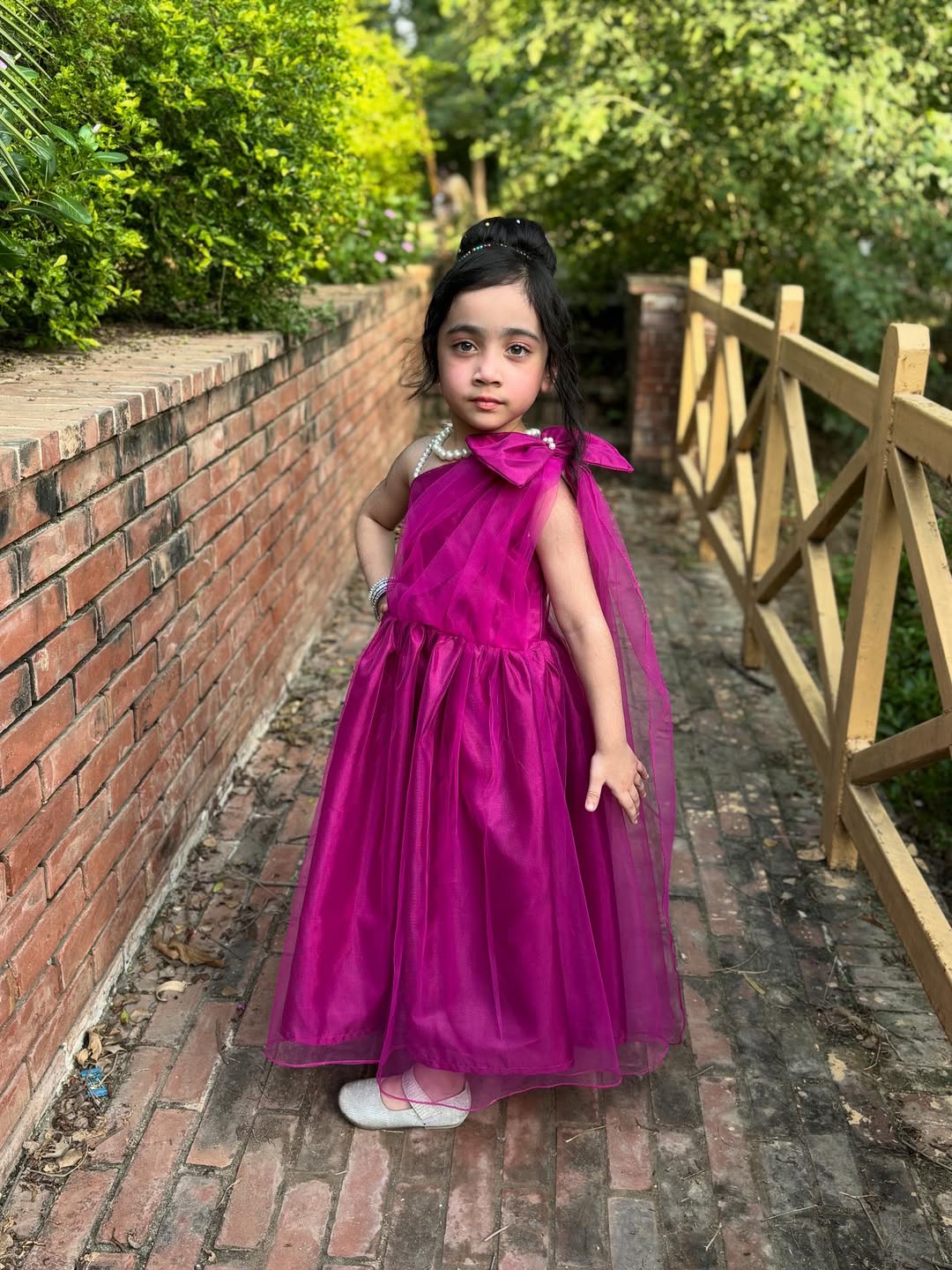 Magenta Net Fabric | Frock| Two-Piece